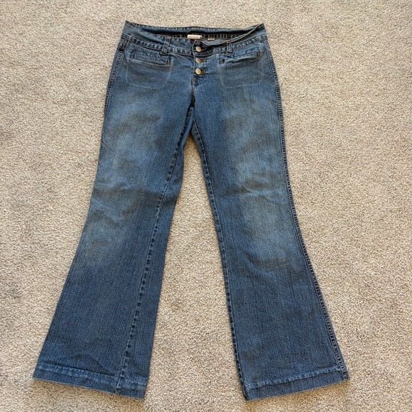 Jordache Denim - Vintage Jordache Jeans Womens 11/12 Y2K Low Rise Flare Wide Leg Medium Wash